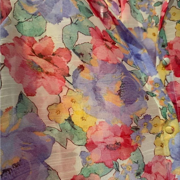 Zara Multicolor Floral Sheer Blouse - Picture 2 of 2